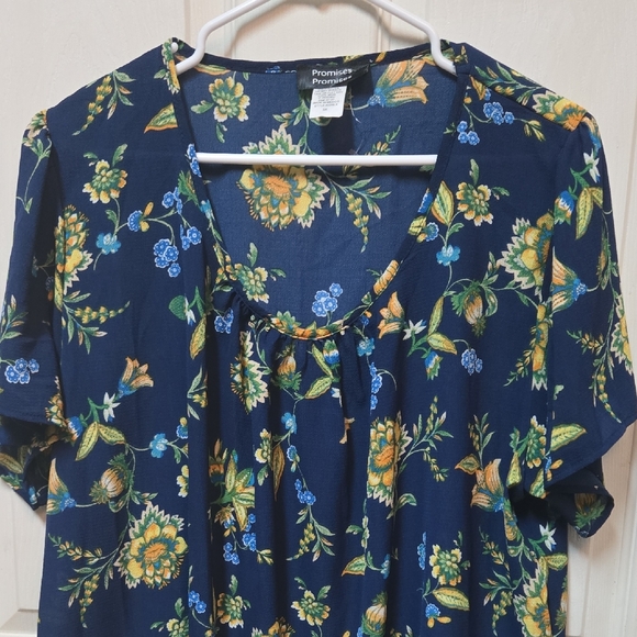 Promise Navy and Yellow Floral Blouse - Picture 1 of 1
